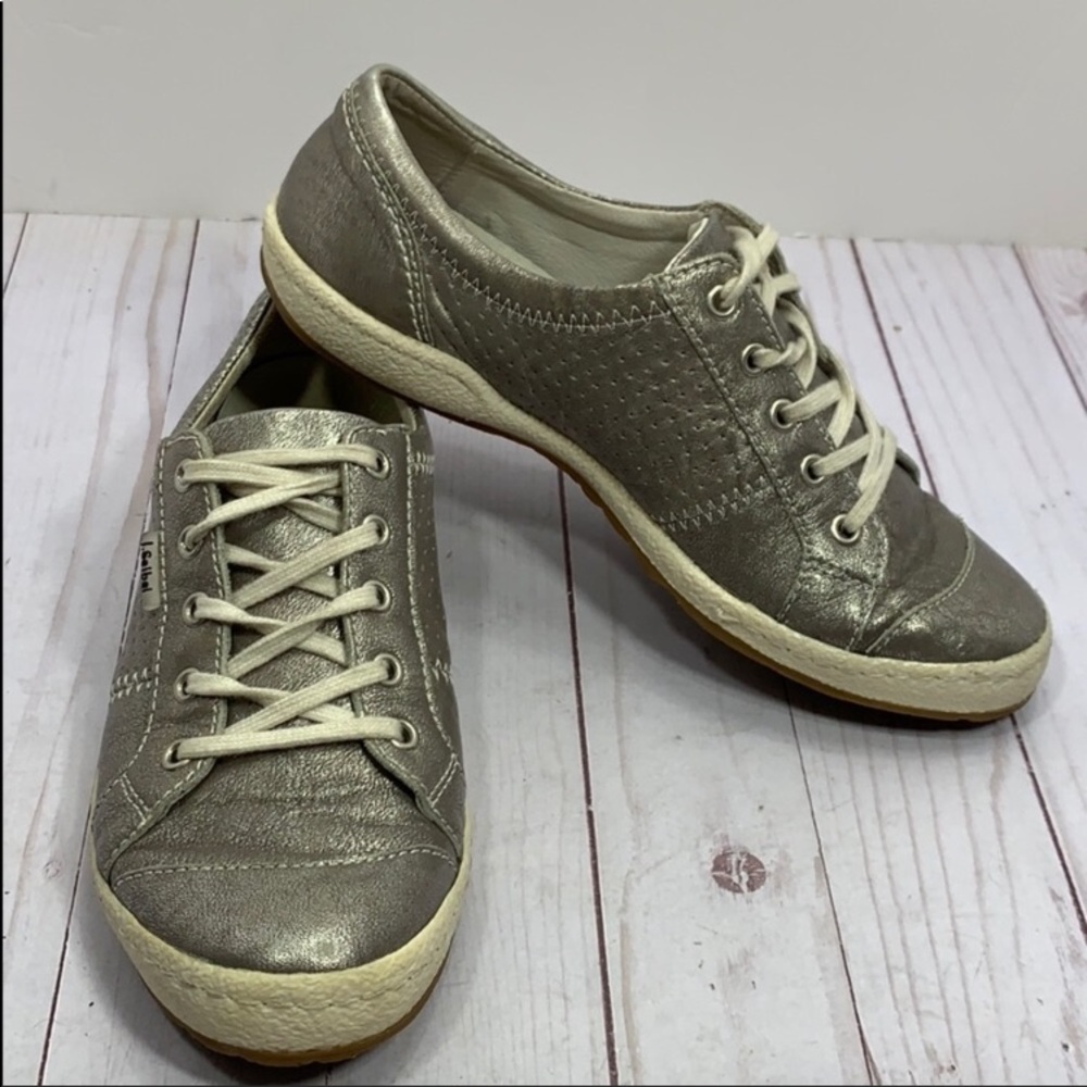 Josef Siebel silver leather lace up sneakers